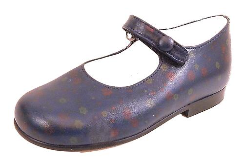 P-2550 - Navy Flowered Mary Jane - Euro 24 Size 7