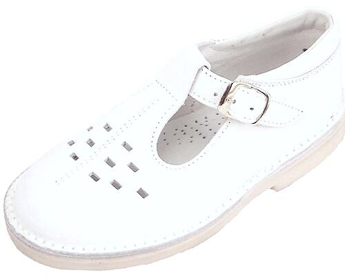 A-1154 P (Sale) - White Leather T-Straps