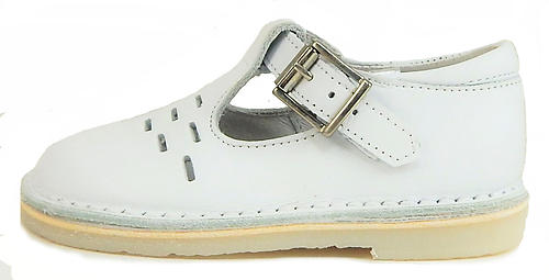 A-1154 - White Leather T-Straps