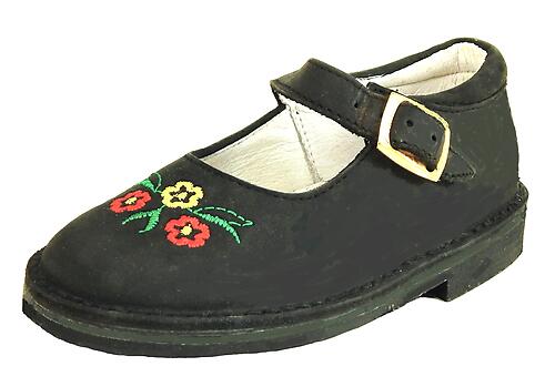 A-1229 (SALE) - Black Flower Mary Janes