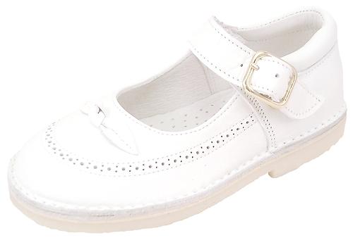 A-1244 - White Snap-Buckle Mary Janes