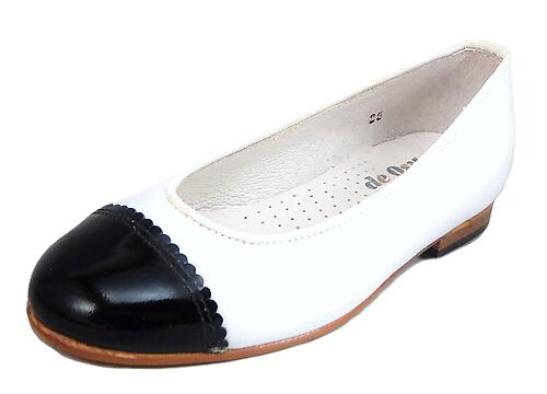 A-1318 (Sale) - White Black Patent Ballet Flats