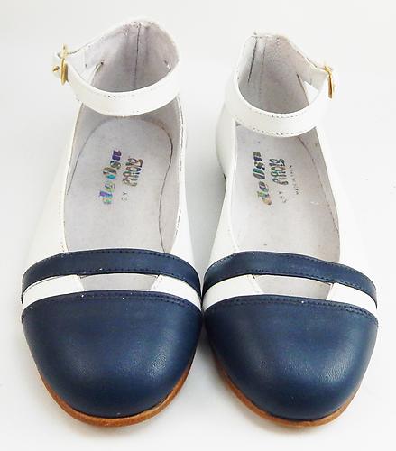 A-2016 - White with Navy Ankle Strap