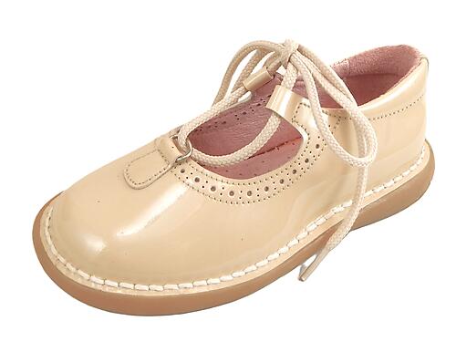 5T1011 - Sand Patent Mary Janes - Euro 24 Size 7