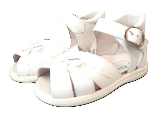 K-1055 (Sale) - White Bow Sandals -Euro 19 - US 4