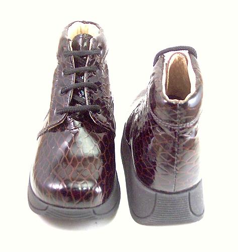 FARO B-213 - Brown Faux-Croc Patent Boots