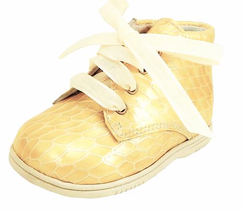 B-313 - Gold-Ivory Faux-Croc Boots