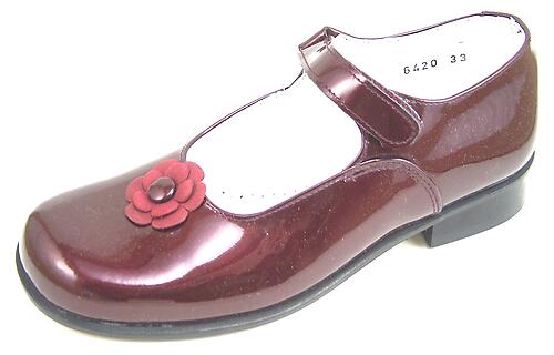 B-6420 -Burgundy Patent Mary Janes