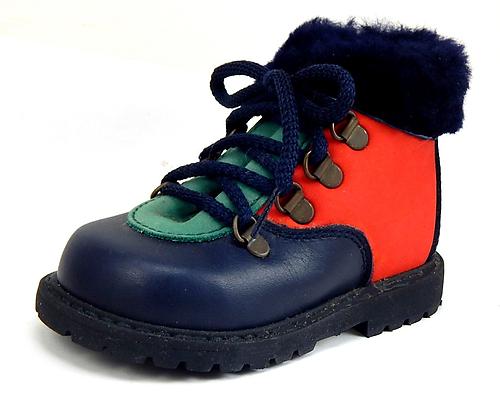 B-78 - Navy & Multi Shearling Boots - Euro 20 Size 4