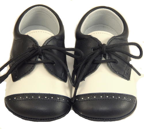 DO-136 - Ivory-Black Dress Crib Shoes