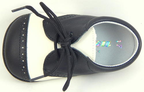 DO-136 - Ivory-Black Dress Crib Shoes