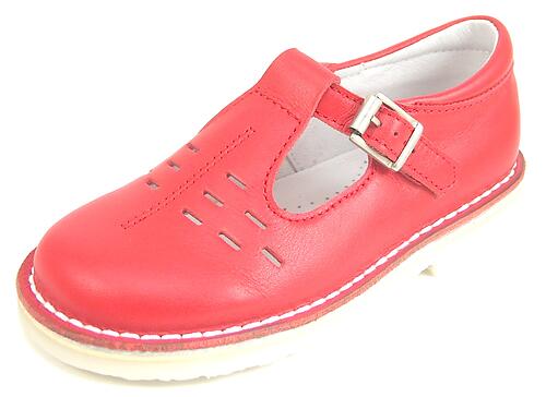 A-1154 - Red Leather T-Straps
