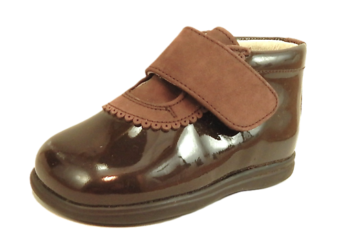 K-1011 - Brown Patent Boots - Euro 19 Size 4