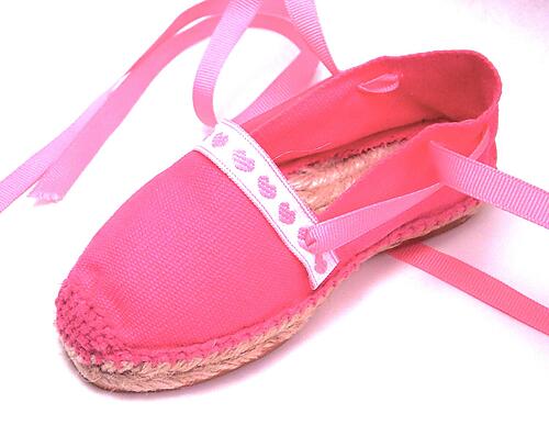 E-13 - Fuchsia Heart Espadrilles - Euro 33 Size 3