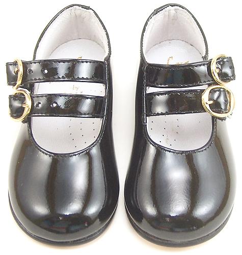 FARO F-2969 - Black Patent Double Buckle Mary Janes