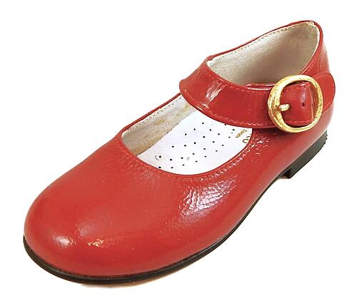 f-3177 - Red Crinkle Patent Mary Janes - Euro 24 Size 7