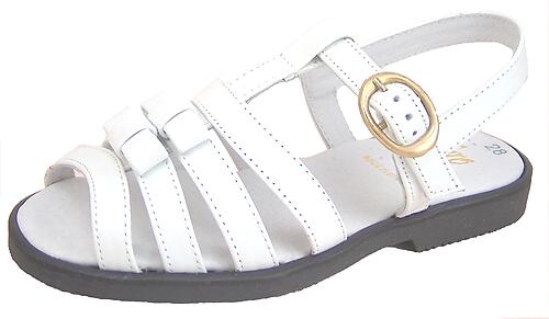 DE OSU/FARO F-3233 - Girls' Classic European White Leather Dress Sandals