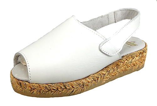 F-3582 - White Leather Espadrilles - Euro 26 Size 10