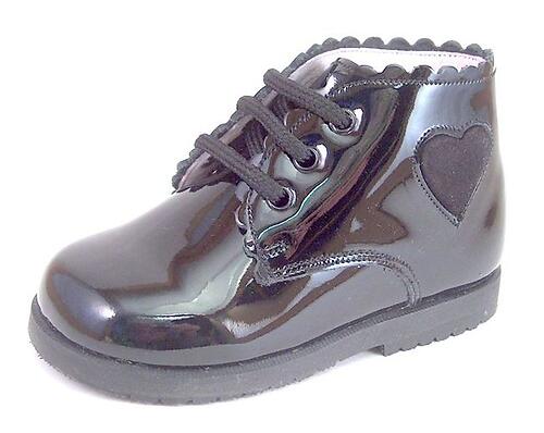 S-6713 (Sale) - Black Patent Heart Dress Boots