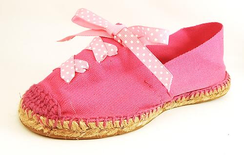 E-18 - Fuschia Polka Dot Espadrilles