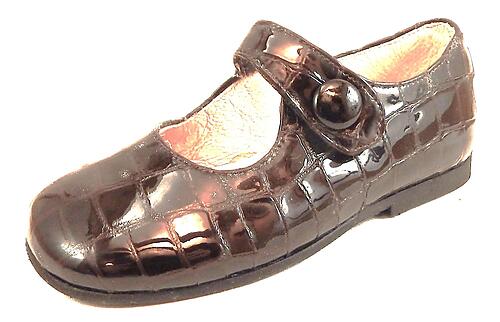 FARO K-277 - Brown Faux-Croc Patent Mary Janes