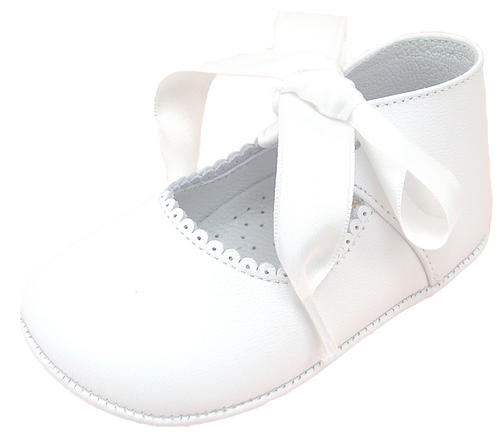 PR-229 - White Ribbon Pram Shoes