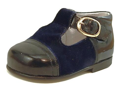 S-1347 - Navy Velvet T-Straps - Euro 18 Size 3