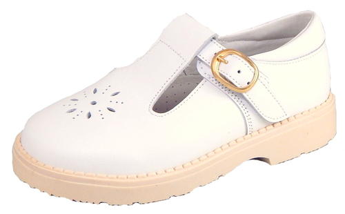 S-7365 - White T-Strap Shoes