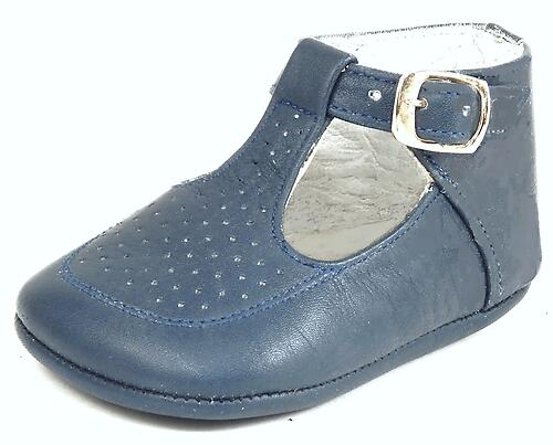 Navy T-Strap Crib Shoes