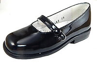 B-6483 E- Black Patent Button Flats