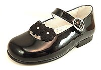 K-1128 - Black Flower Rhinestone Mary Janes - Euro 24 Size 7
